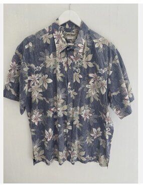 COOKE STREET Honolulu Blue Floral Hawaiian Shirt Reverse Print ALOAH Men 2XL